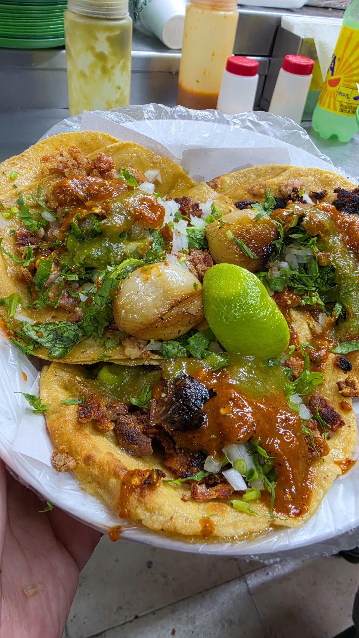 Tacos de Tripa y Cabeza de Res